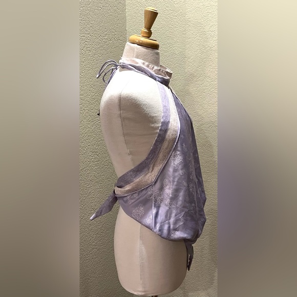 Free People 1 Thing Halter Tank Paisley Lilac Purple Floral Print Tie Bodysuit S - Picture 7 of 12